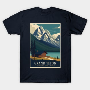 Grand Teton National Park Vintage Travel Poster T-Shirt